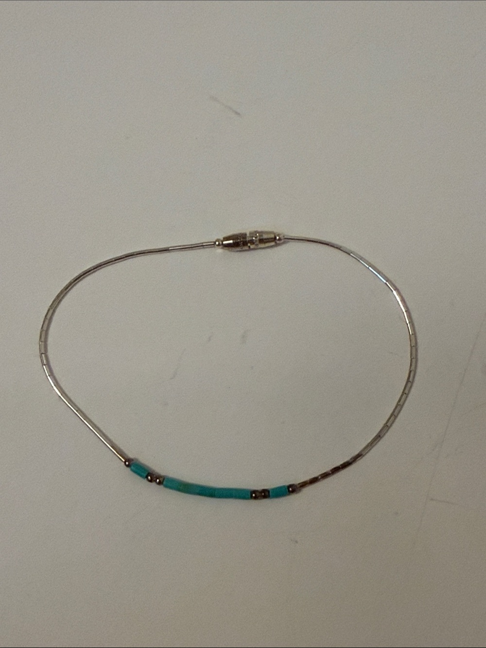 BRACELET LIQUID STERLING SILVER TURQUOISE BLUE BEADS 8”